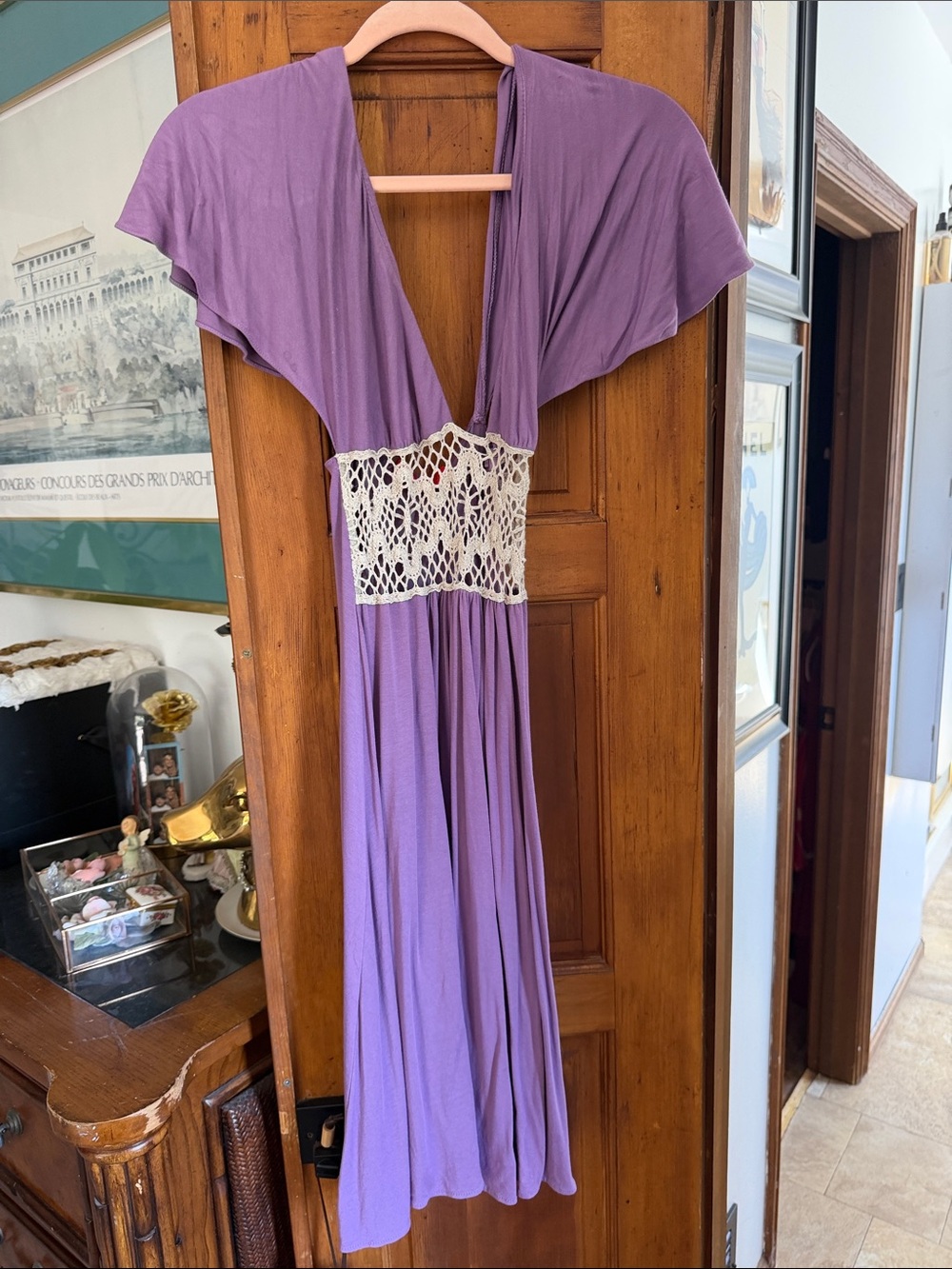 Ingwa Melero Lavender Crochet-Waist Maxi Dress